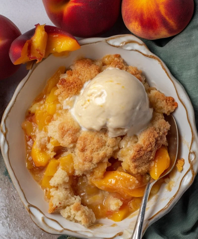 How to Make Bakery-Style Peach Cobbler with a Crispy Topping
