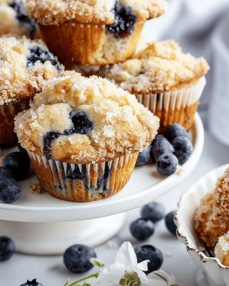 How to Make Bakery-Style Blueberry Muffins with a Crumbly Top