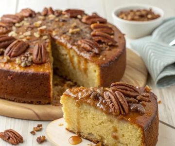 Delicious Bakery-Style Maple Pecan Cake with Sweet Glaze Recipe