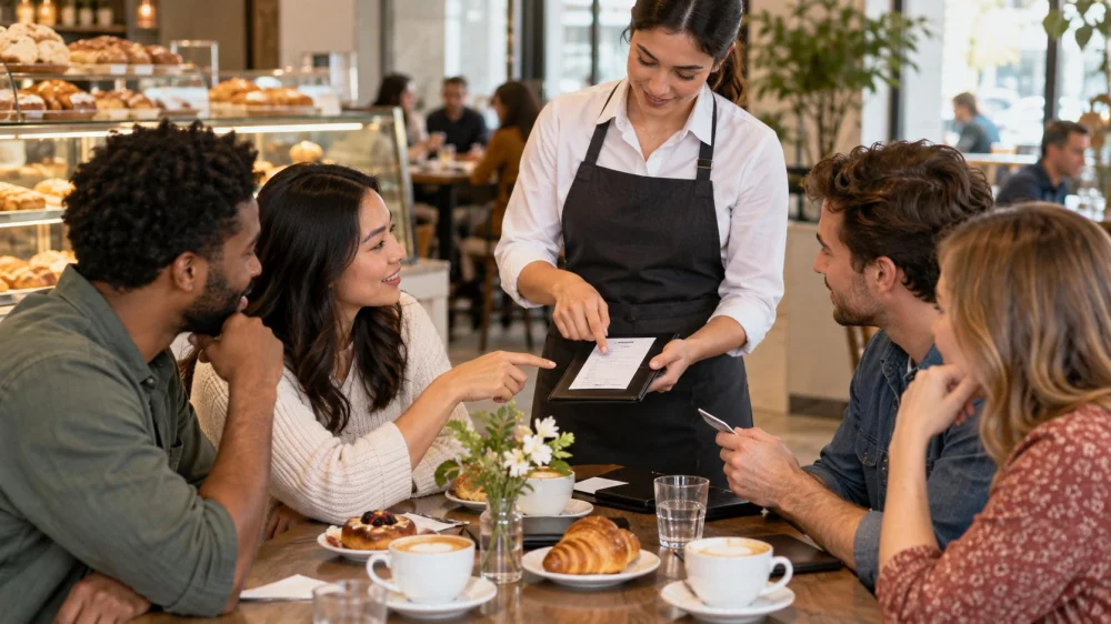 Bakery Service Charge Check: Bill, Tips, and Group Split