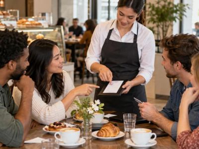Bakery Service Charge Check: Bill, Tips, and Group Split
