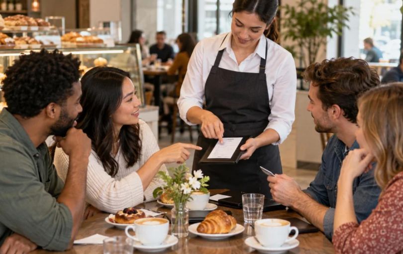 Bakery Service Charge Check: Bill, Tips, and Group Split
