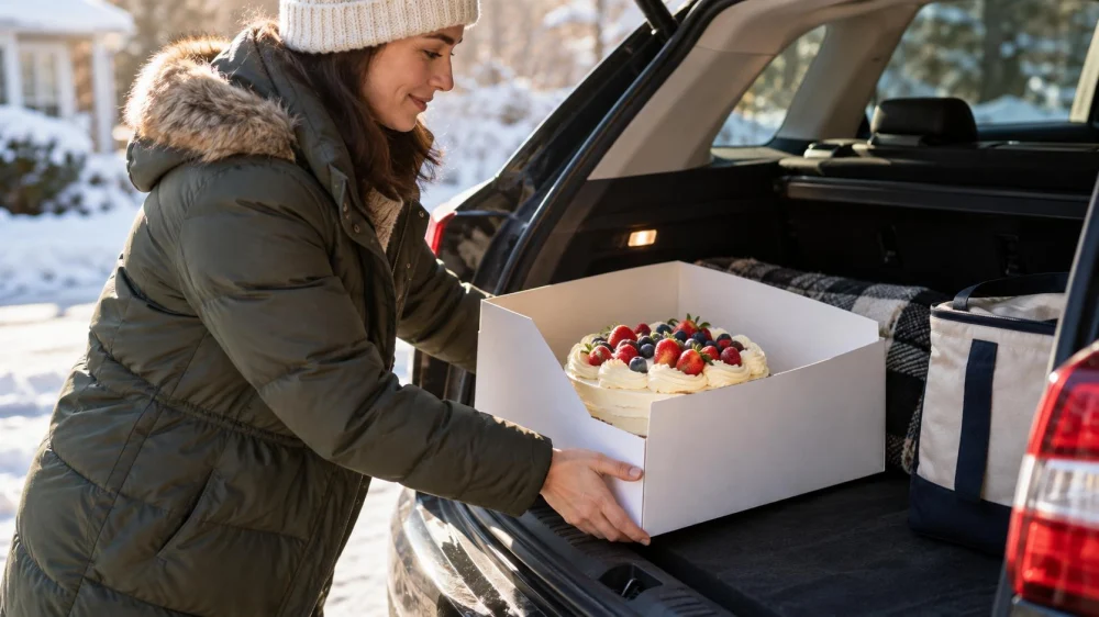 Bakery Cake Transport: Box, Surface, Weather, and Timing
