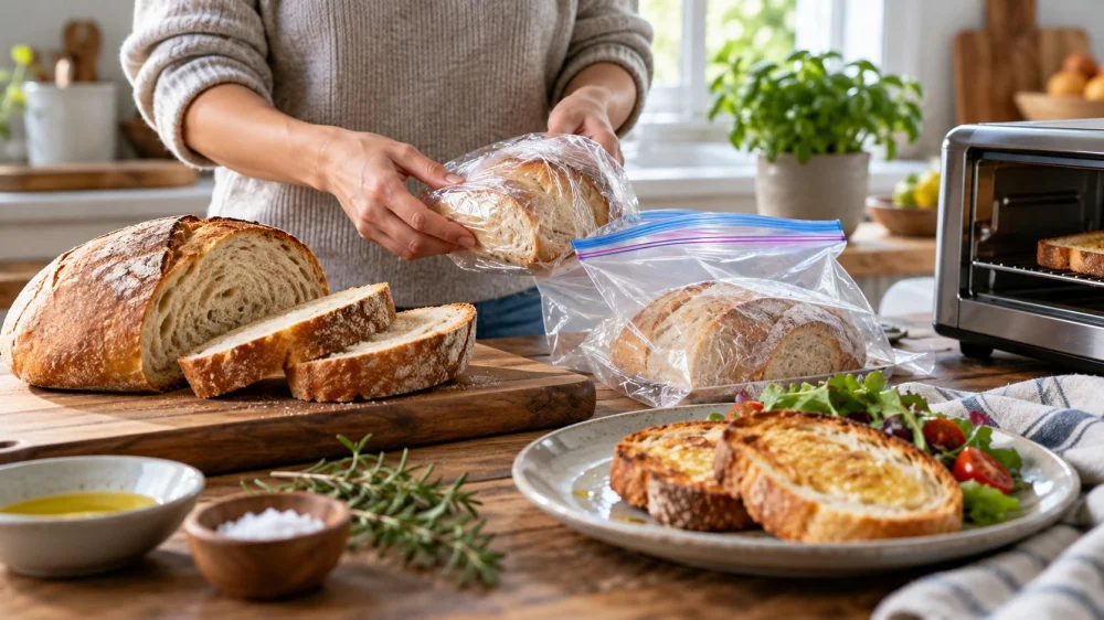 Freeze Bakery Bread Well: Portion, Wrap, and Refresh